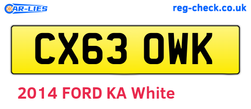 CX63OWK are the vehicle registration plates.