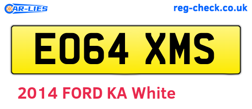 EO64XMS are the vehicle registration plates.