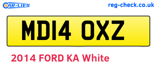 MD14OXZ are the vehicle registration plates.