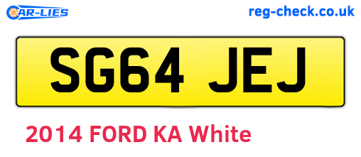 SG64JEJ are the vehicle registration plates.