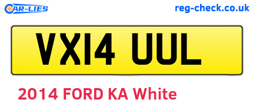 VX14UUL are the vehicle registration plates.