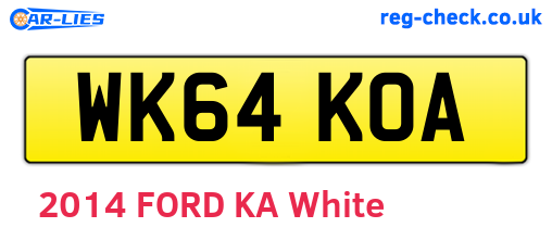 WK64KOA are the vehicle registration plates.