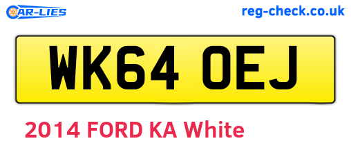WK64OEJ are the vehicle registration plates.