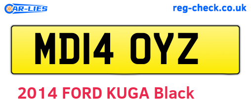 MD14OYZ are the vehicle registration plates.