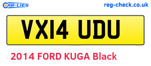 VX14UDU are the vehicle registration plates.