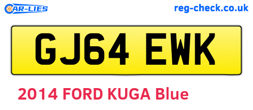 GJ64EWK are the vehicle registration plates.