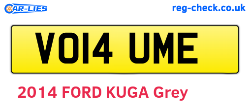 VO14UME are the vehicle registration plates.