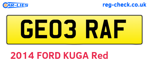 GE03RAF are the vehicle registration plates.