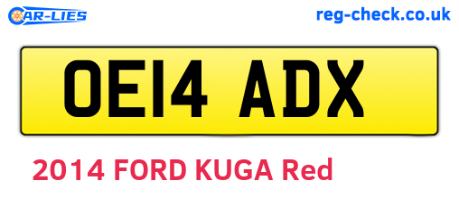 OE14ADX are the vehicle registration plates.