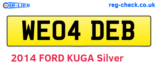 WE04DEB are the vehicle registration plates.