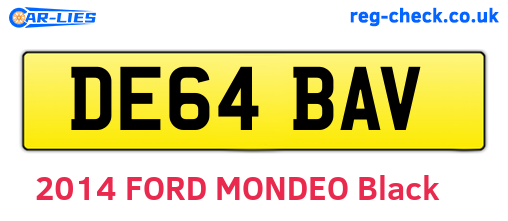 DE64BAV are the vehicle registration plates.