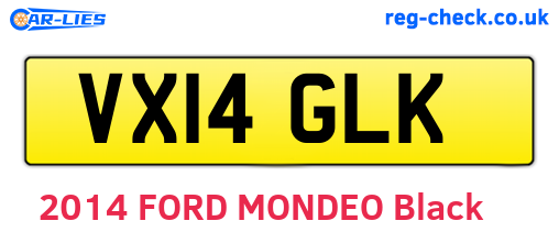 VX14GLK are the vehicle registration plates.