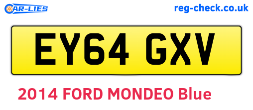 EY64GXV are the vehicle registration plates.