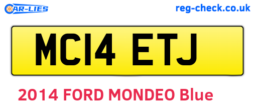 MC14ETJ are the vehicle registration plates.
