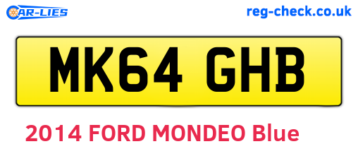 MK64GHB are the vehicle registration plates.