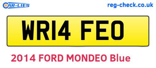 WR14FEO are the vehicle registration plates.