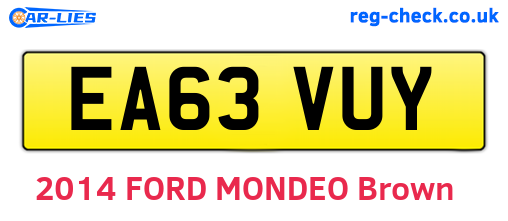 EA63VUY are the vehicle registration plates.