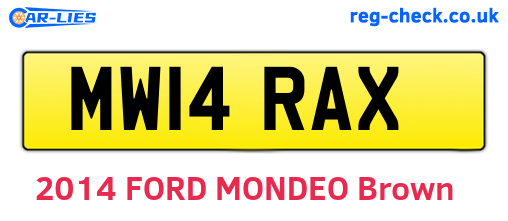 MW14RAX are the vehicle registration plates.