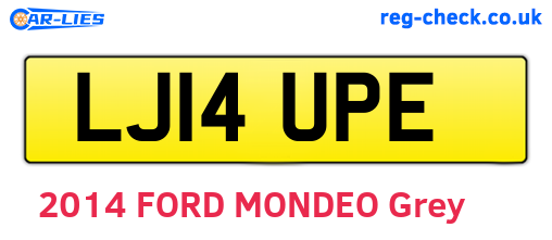LJ14UPE are the vehicle registration plates.