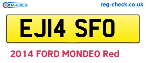 EJ14SFO are the vehicle registration plates.