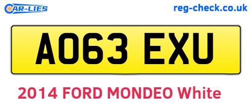 AO63EXU are the vehicle registration plates.