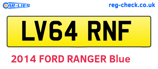 LV64RNF are the vehicle registration plates.