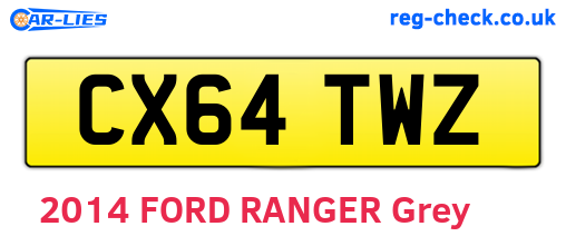 CX64TWZ are the vehicle registration plates.