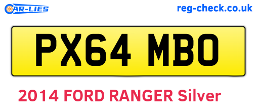 PX64MBO are the vehicle registration plates.