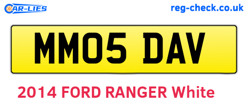 MM05DAV are the vehicle registration plates.