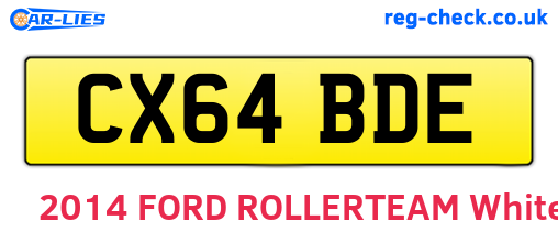 CX64BDE are the vehicle registration plates.