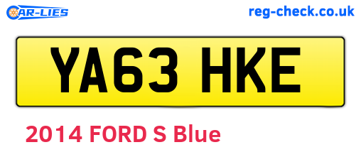 YA63HKE are the vehicle registration plates.