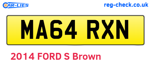 MA64RXN are the vehicle registration plates.