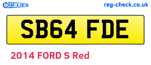 SB64FDE are the vehicle registration plates.