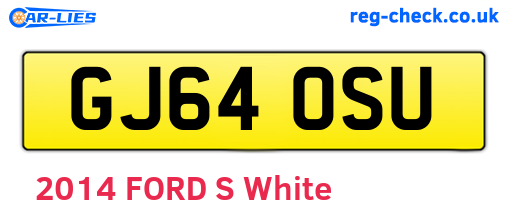 GJ64OSU are the vehicle registration plates.