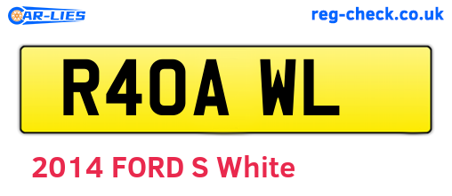 R40AWL are the vehicle registration plates.