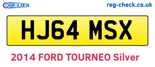 HJ64MSX are the vehicle registration plates.