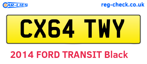 CX64TWY are the vehicle registration plates.