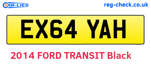 EX64YAH are the vehicle registration plates.