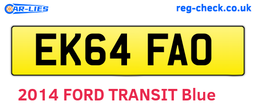 EK64FAO are the vehicle registration plates.