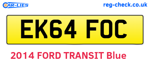 EK64FOC are the vehicle registration plates.