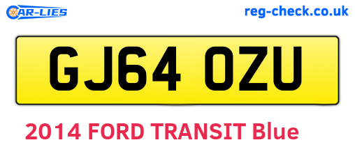 GJ64OZU are the vehicle registration plates.