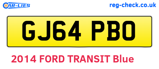 GJ64PBO are the vehicle registration plates.