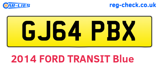 GJ64PBX are the vehicle registration plates.