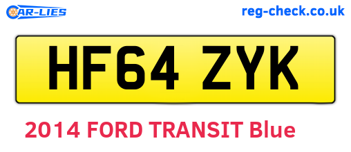 HF64ZYK are the vehicle registration plates.