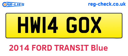 HW14GOX are the vehicle registration plates.