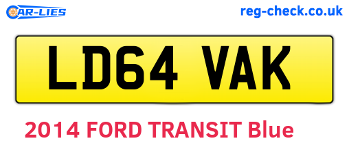 LD64VAK are the vehicle registration plates.