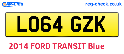 LO64GZK are the vehicle registration plates.