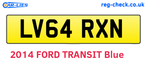 LV64RXN are the vehicle registration plates.