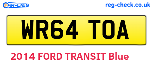 WR64TOA are the vehicle registration plates.