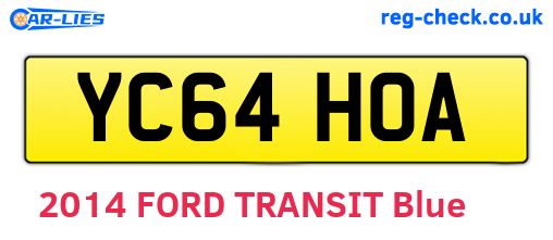 YC64HOA are the vehicle registration plates.